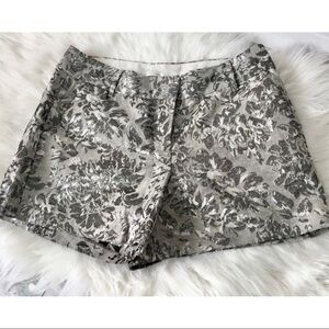 Lauren Conrad Womens Sz 10 Silver Metallic Floral Brocade Jacquard Shorts